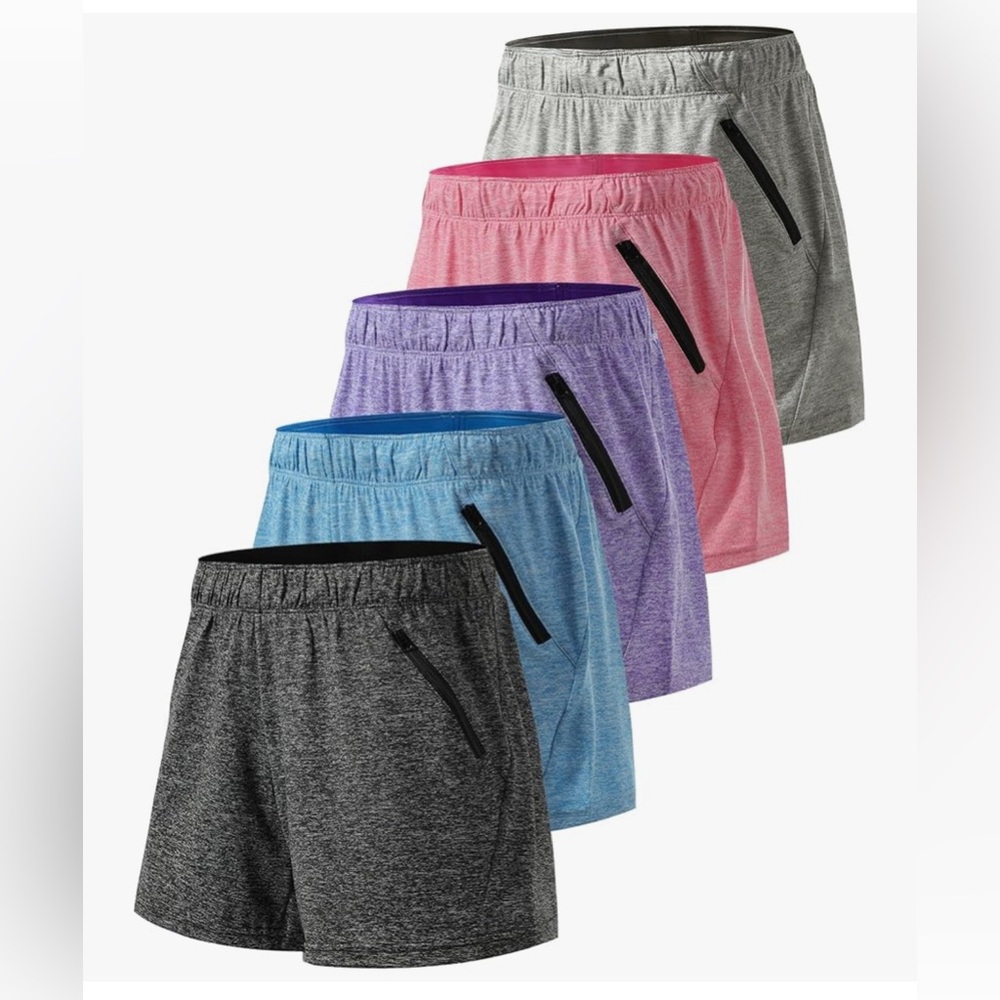 Liberty Sports 5-pack Women’s Small Active Apparel Zip Pocket Athletic Shorts